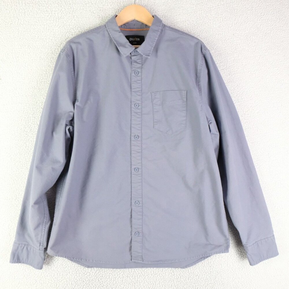 DUER Shirt Mens Medium Blue Long Sleeve Button Up Heavyweight Casual